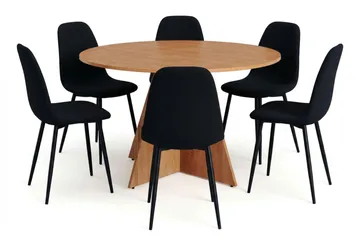 Vera Matgrupp runt 130 cm Ek med 6 Nibe Matstolar - Ek - Products - Möbler - Bord & matgrupp - Matgrupp