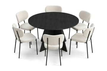 Vera Matgrupp runt 130 cm Svart med 6 Gemmiano Matstolar - Svart - Products - Möbler - Bord & matgrupp - Matgrupp