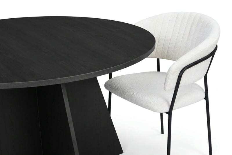 Vera Matgrupp runt 130 cm Svart med 6 Karol Matstolar - Svart - Products - Möbler - Bord & matgrupp - Matgrupp