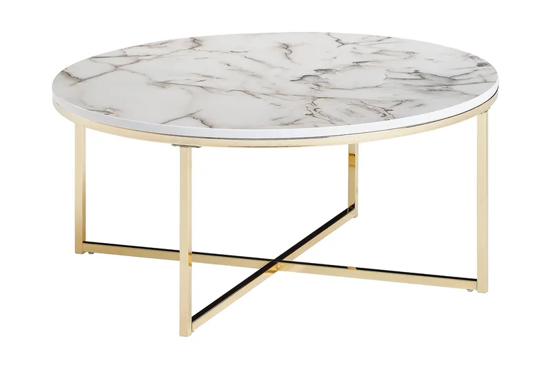 Willowdale Soffbord 80 cm Runt, Vit/Grå/Guld