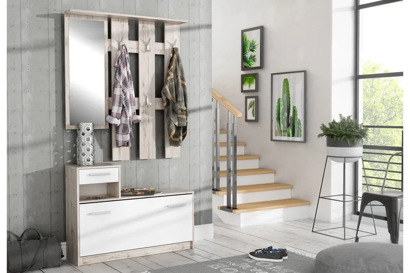 Breslau Hallmöbelset 98x180 cm, Beige/Brun/Vit