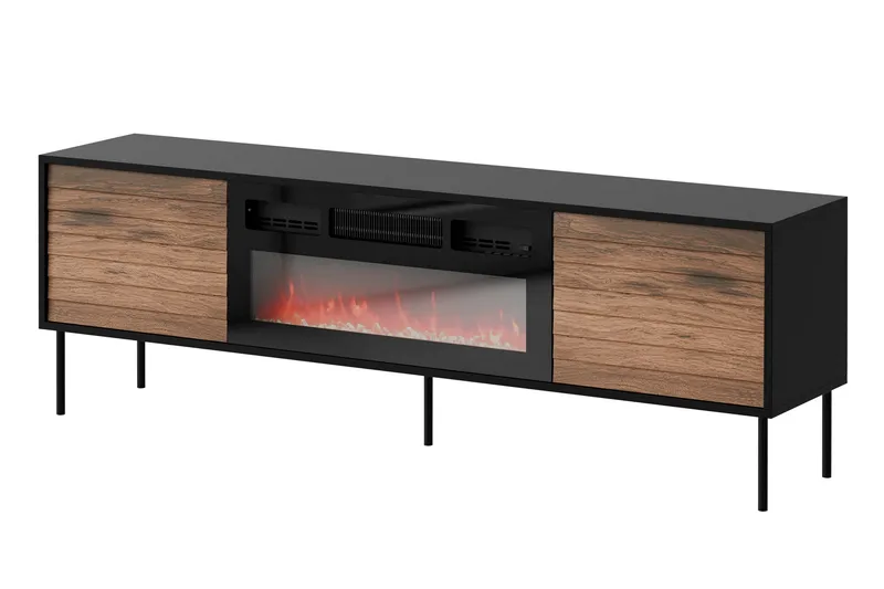 Belonger Tv-bänk 180 cm, Svart/Valnöt