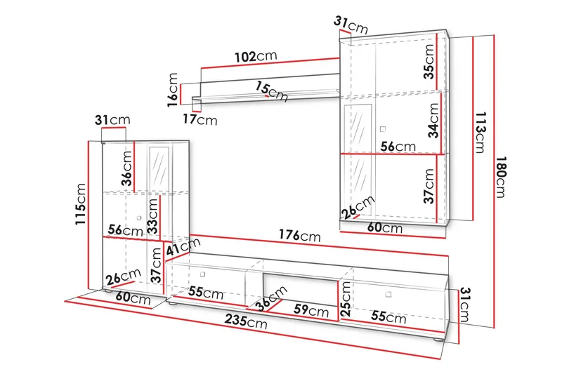 Bunta Tv-möbelset - Brun - Products - Möbler - TV- & Mediamöbler - TV-möbelset