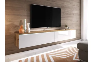 Cuguen TV-bänk 180 cm LED-belysning - Trä/Natur|Vit|Vit LED - Products - Möbler - TV- & Mediamöbler - TV bänk & mediabänk