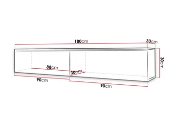 Cuguen Tv-skåp 180 cm Vit LED - Natur/Svart - Products - Möbler - TV- & Mediamöbler - TV bänk & mediabänk
