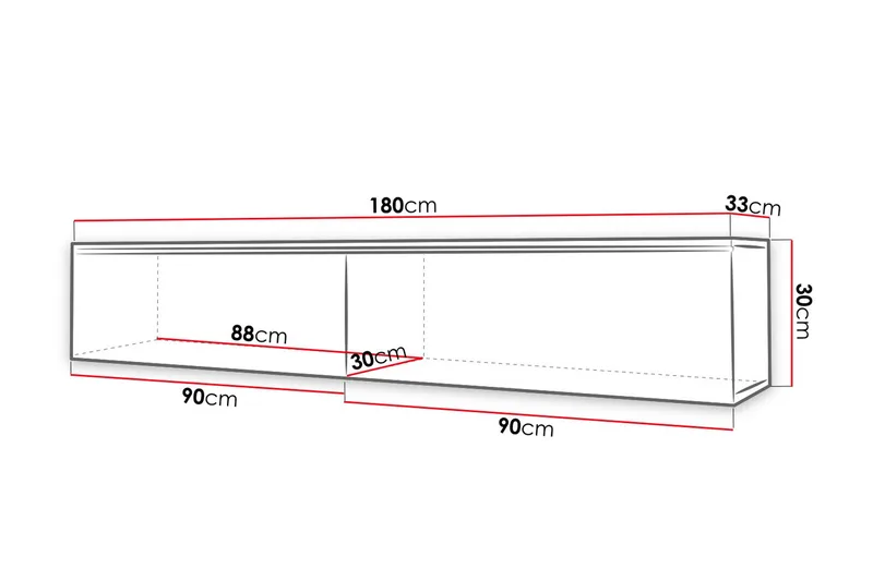 Cuguen Tv-skåp 180 cm Vit LED - Natur/Svart - Products - Möbler - TV- & Mediamöbler - TV bänk & mediabänk