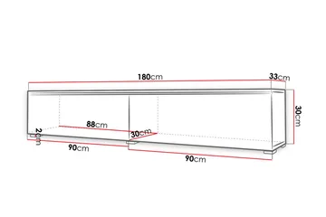 Cuguen Tv-skåp 180 cm Vit LED - Natur/Svart - Products - Möbler - TV- & Mediamöbler - TV bänk & mediabänk