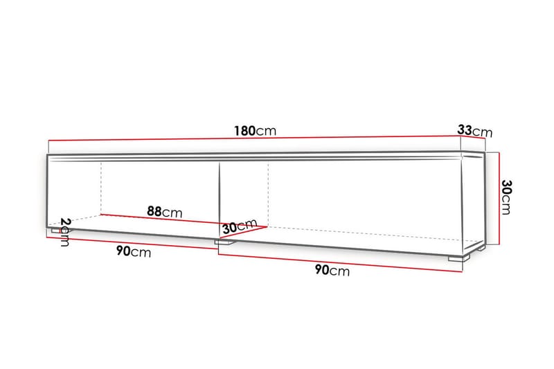 Cuguen Tv-skåp 180 cm Vit LED - Natur/Svart - Products - Möbler - TV- & Mediamöbler - TV bänk & mediabänk