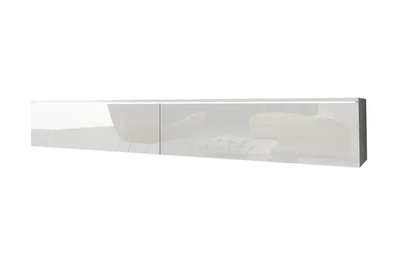 Cuguen Vägghängd Tv bänk med Förvaring 180x32x30 cm, Vit / Högglans