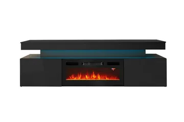 Glenndale Tv bänk med Förvaring + LED kamin + Belysning 190 - Svart - Products - Möbler - TV- & Mediamöbler - TV bänk & mediabänk
