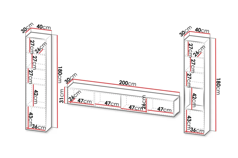 Kangana Tv-möbelset - Svart - Products - Möbler - TV- & Mediamöbler - TV-möbelset