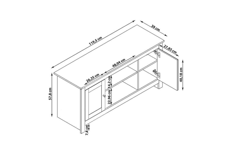 Lowboard Emerald 120x39x58 cm, Natur - 120x39x58 cm, Natur - Products - Möbler - TV- & Mediamöbler - TV bänk & mediabänk