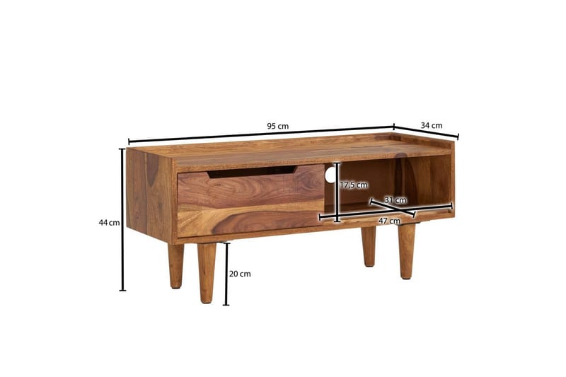 Lowboard Wohnling Massivt trä med förvaring 1 dörr trälben lantligt - Products - Möbler - TV- & Mediamöbler - TV bänk & mediabänk