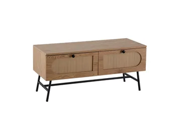 Lowboard Wohnling Melaminbelagd MDF-ekoptik, rottingfront, 2 lådor, metallben Modern - Products - Möbler - TV- & Mediamöbler - TV-skåp