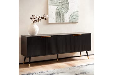 Lowboard Wohnling Spånskiva Svart Folierad med 2 Dörrar Modern Ek med Metallben - Products - Möbler - TV- & Mediamöbler - TV bänk & mediabänk