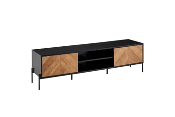 Lowboard Wohnling Ekfanerad med 2 dörrar Förvaringsbrickor Metallben Lantlig stil - Products - Möbler - TV- & Mediamöbler - Mediastativ & väggfäste - Tv-stativ & Tv-väggfäste