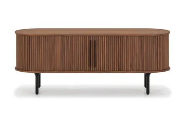 Noira Oval TV bänk Valnöt 150x45 cm Ribbad - Mörkbrunt / Brunt Trä - Products - Möbler - TV- & Mediamöbler - TV bänk & mediabänk