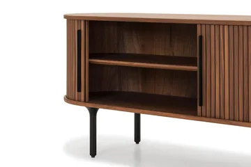 Noira Oval TV bänk Valnöt 150x45 cm Ribbad - Mörkbrunt / Brunt Tr ä - Products - Möbler - TV- & Mediamöbler - TV bänk & mediabänk