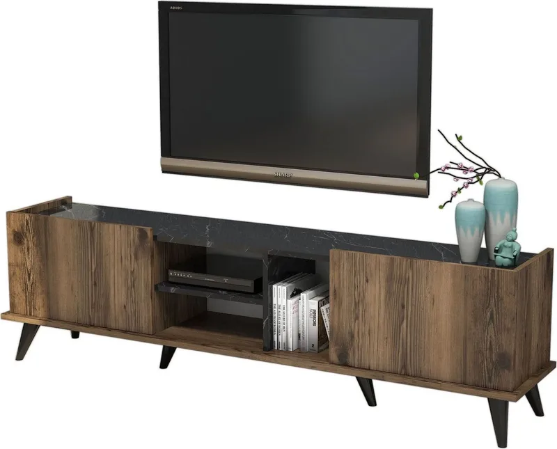 TV-bänk Elegant 180 cm - Valnöt/svart - Products - Möbler - TV- & Mediamöbler - TV bänk & mediabänk