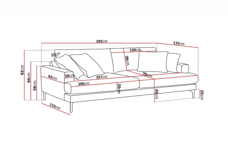 Menard Premium 5-sits Djup Soffa i Chenille - Grå - Products - Möbler - Soffa