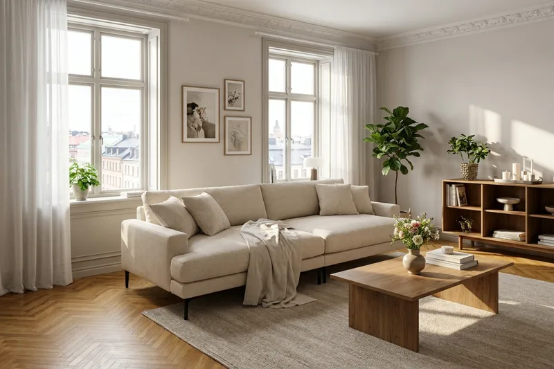 Menard Premium 5-sits Djup Soffa i Chenille - Beige - Products - Möbler - Soffa