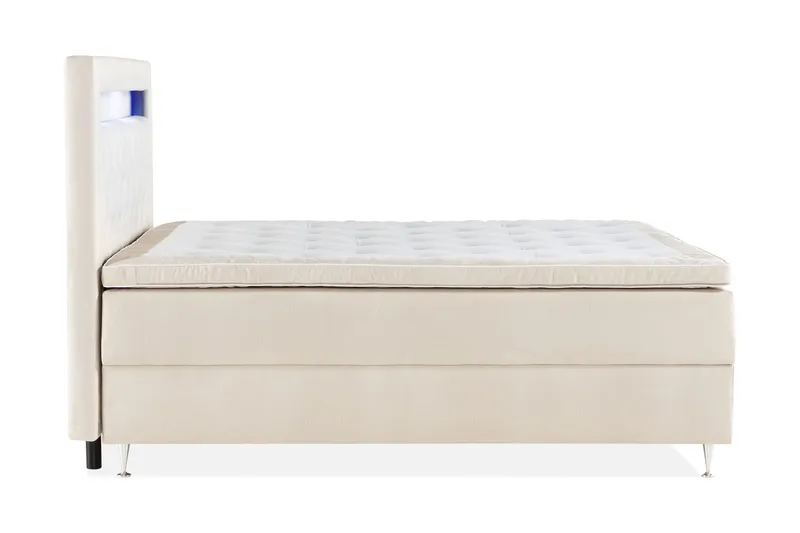 Alessia Komplett Sängpaket med Förvaring LED-belysning 160x200 cm - Biege - Products - Möbler - Säng - Säng med förvaring