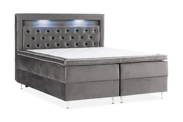 Alessia Komplett Sängpaket med Förvaring LED-belysning 160x200 cm - Mörkgrå - Products - Möbler - Säng - Säng med förvaring