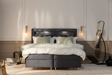 Alessia Komplett Sängpaket med Förvaring LED-belysning 160x200 cm - Mörkgrå - Products - Möbler - Säng - Säng med förvaring