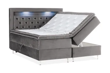 Alessia Komplett Sängpaket med Förvaring LED-belysning 160x200 cm - Mörkgrå - Products - Möbler - Säng - Säng med förvaring