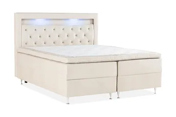 Alessia Komplett Sängpaket med Förvaring LED-belysning 180x200 cm - Beige - Products - Möbler - Säng - Säng med förvaring