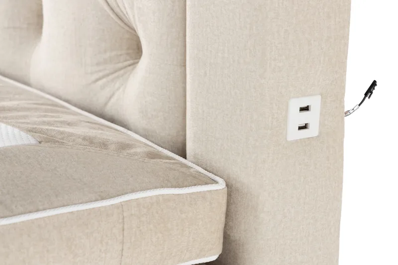 Alessia Komplett Sängpaket med Förvaring LED-belysning 180x200 cm - Beige - Products - Möbler - Säng - Säng med förvaring