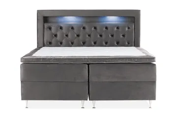 Alessia Komplett Sängpaket med Förvaring LED-belysning 180x200 cm, Mörkgrå Sammet