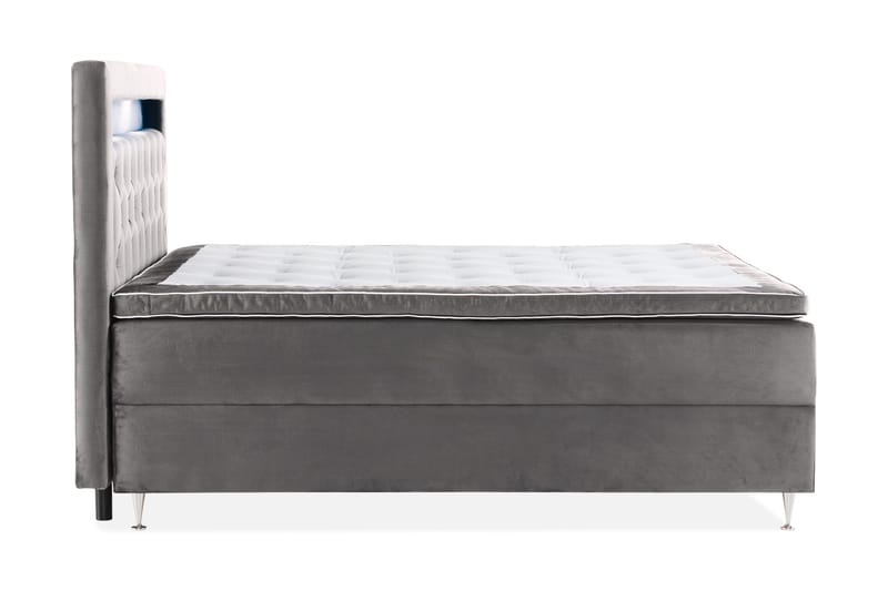 Alessia Komplett Sängpaket med Förvaring LED-belysning 180x200 cm - Mörkgrå Sammet - Products - Möbler - Säng - Säng med förvaring