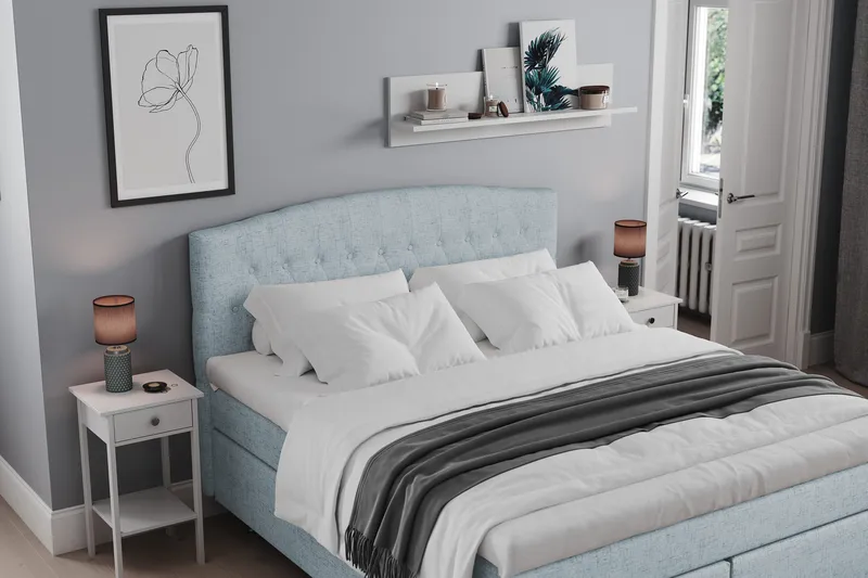 Belda Sängpaket 180x200 Fast/Medium - Ljusblå - Products - Möbler - Säng - Kontinentalsäng