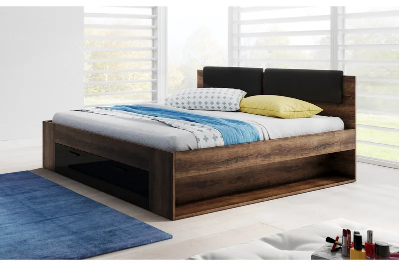 Bovera Sängram 160x200 - Teak/Svart - Products - Möbler - Säng - Säng med förvaring