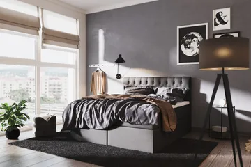 Boxy Box Bed 120x200 cm - Svart/Grå - Products - Möbler - Säng - Säng med förvaring