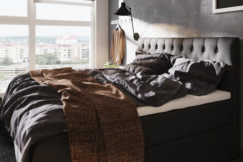 Boxy Box Bed 160x200 cm - Svart/Grå - Products - Möbler - Säng - Säng med förvaring