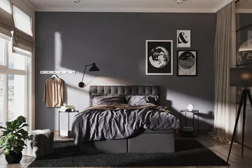 Boxy Box Bed 160x200 cm - Svart/Grå - Products - Möbler - Säng - Säng med förvaring