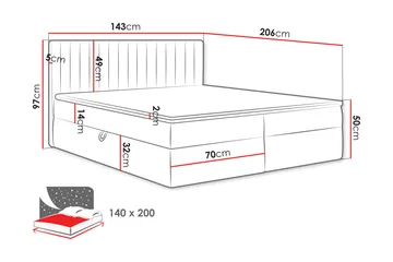 Calrosor Sängpaket Kontinentalsäng med Förvaring 140x200 cm - Svart - Products - Möbler - Säng - Komplett sängpaket