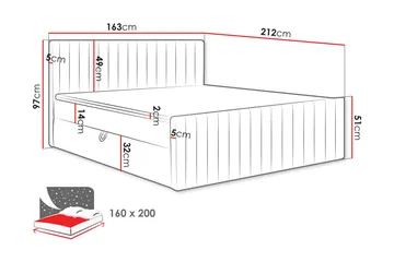 Calrosor Sängpaket Kontinentalsäng med Förvaring 160x200 cm - Rosa - Products - Möbler - Säng - Komplett sängpaket