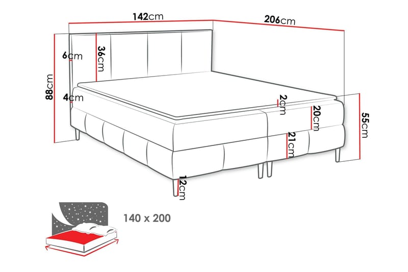 Celestine Förvaringssäng 140x200 cm - Beige/Grå - Products - Möbler - Säng - Komplett sängpaket