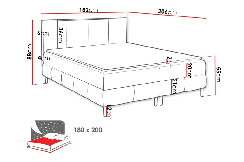 Celestine Förvaringssäng 180x200 cm - Orange - Products - Möbler - Säng - Komplett sängpaket