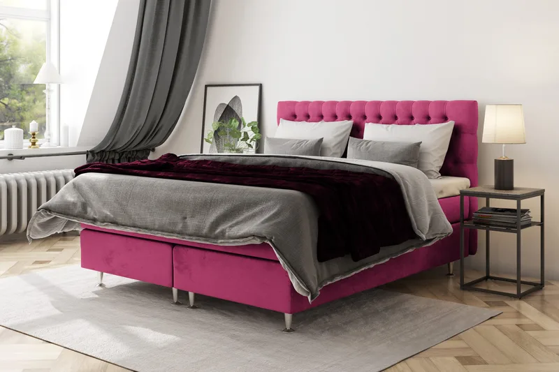 Celine Kontinentalsäng 210x210cm - Rosa/Sammet - Products - Möbler - Säng - Kontinentalsäng