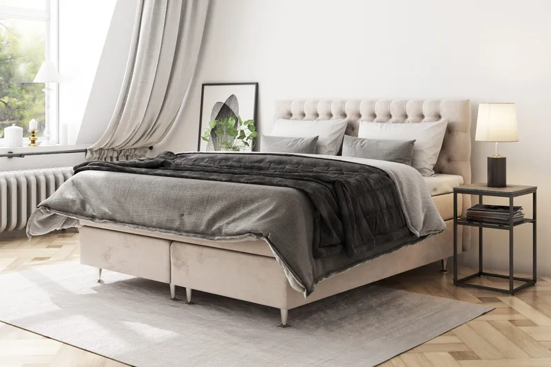 Celine Sängpaket 180x200 cm - Beige/Sammet - Products - Möbler - Säng - Kontinentalsäng