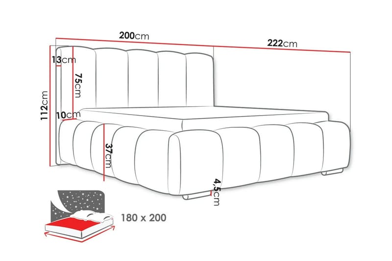 Cleaton Bubblig Sängram 180x200 cm med Förvaring HVILA Pocketresårmadrass och Bäddmadrass i Memoryskum med Tvättbar klädsel - Beige/Vit - Products - Möbler - Säng - Komplett sängpaket
