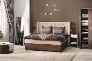 Cuba Sängpaket 210x210 med Två Bruna Kuddar - (+Fler val) Beige/Brun - Products - Möbler - Säng - Kontinentalsäng