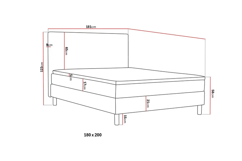Dream Komplett Sängpaket 180x200 cm Slät Sänggavel - Grå - Products - Möbler - Säng - Enkelsäng