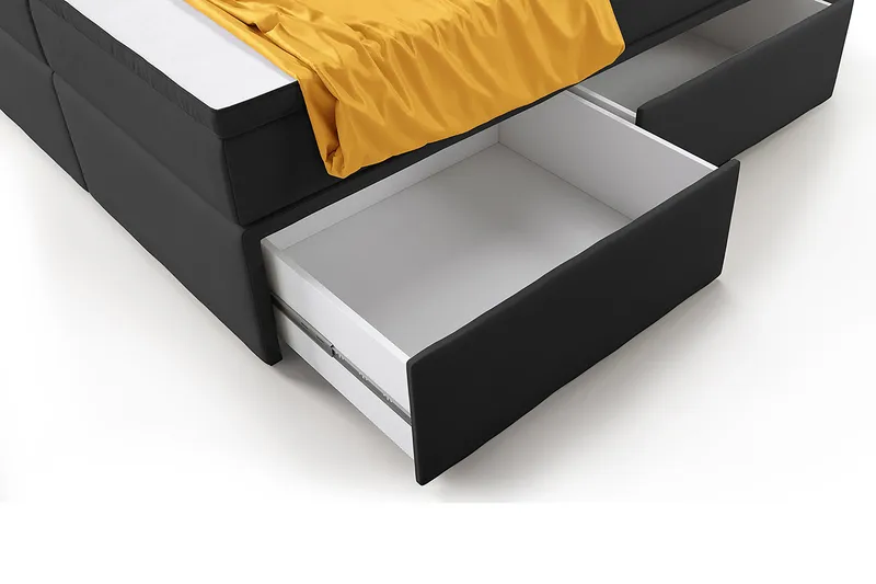 Franco Komplett Sängpaket med förvaring LED-belysning 180x200 cm - Grå / Sammet - Products - Möbler - Säng - Säng med förvaring