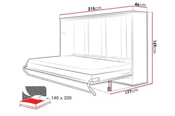 Rauk Sängskåp 215x46 cm - Grå - Products - Möbler - Säng - Gästsäng & extrasäng - Sängskåp