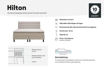 Hilton Komplett Sängpaket 160x200 cm Kontinentalsäng med rutad sänggavel - Beige - Products - Möbler - Säng - Kontinentalsäng